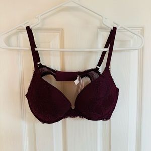 Burgundy lace bra